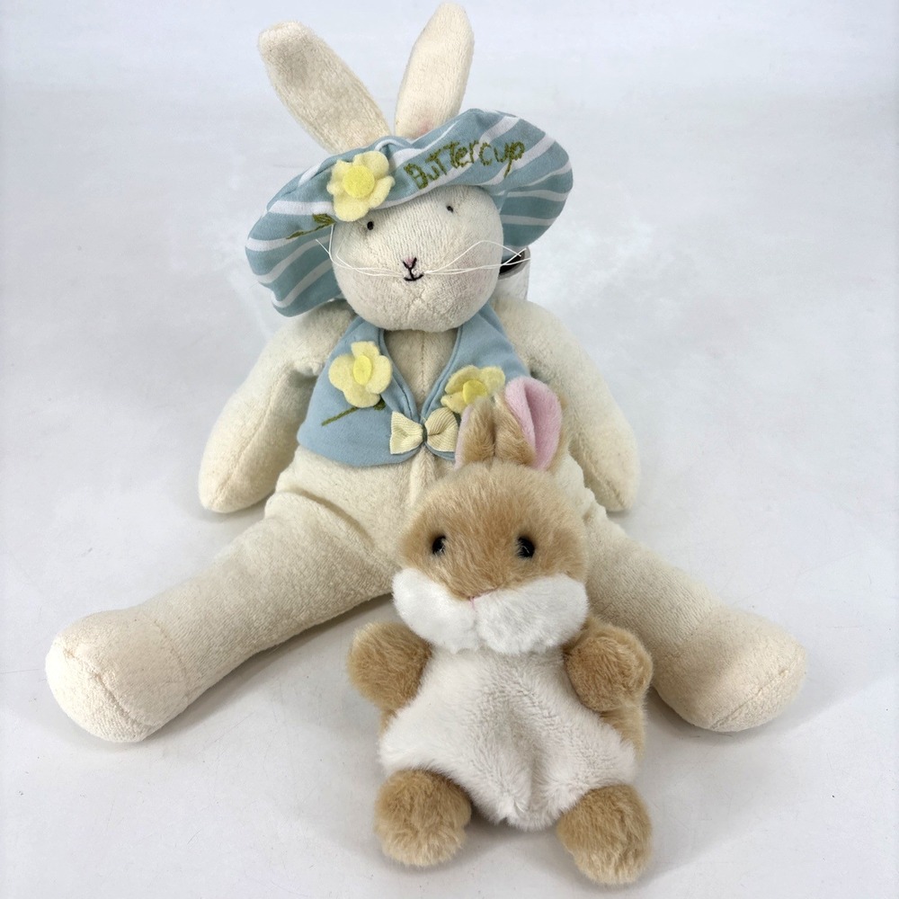 Plush Bunny LOT Bunnies By The Bay BUTTERCUP Floppy & Palm Pals Baby Aurora